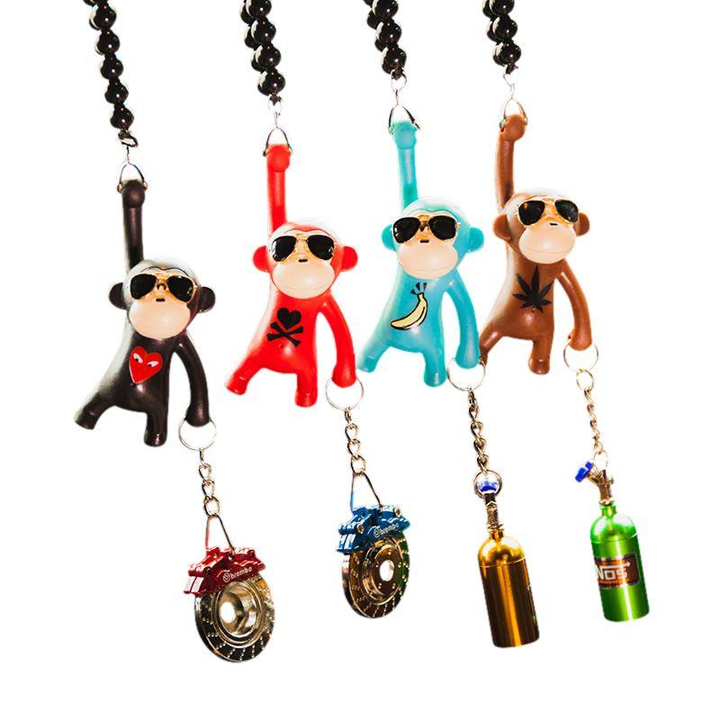 Best-selling Monkey Pendant Rear View Mirror Metal Bottle Car High-end Car Hanging Cartoon Hanging Ornaments