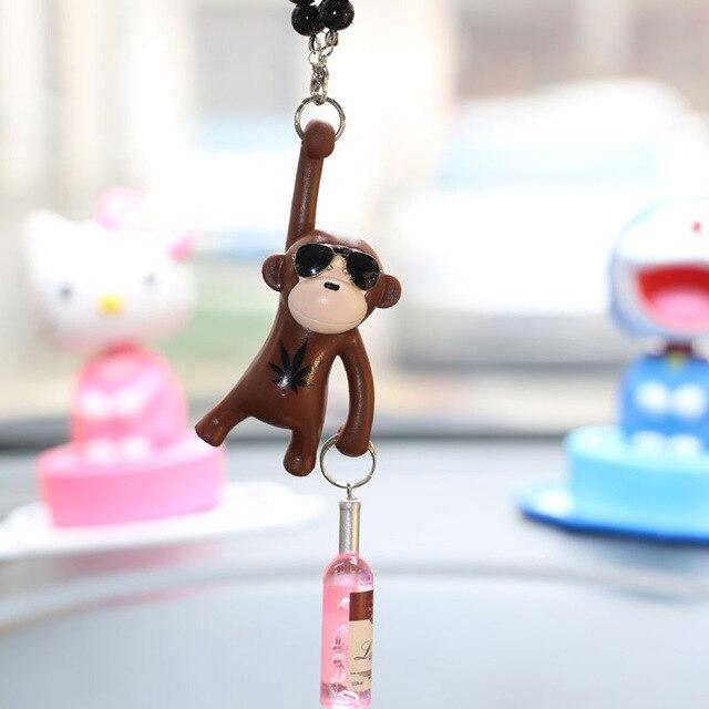 Best-selling Monkey Pendant Rear View Mirror Metal Bottle Car High-end Car Hanging Cartoon Hanging Ornaments
