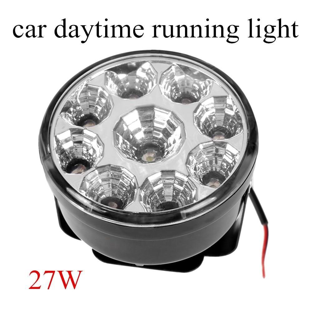 2pcs High Brightness DRL Daytime Running Light LED Car Work Lights Source Parking Lamp auto best selling 27W round